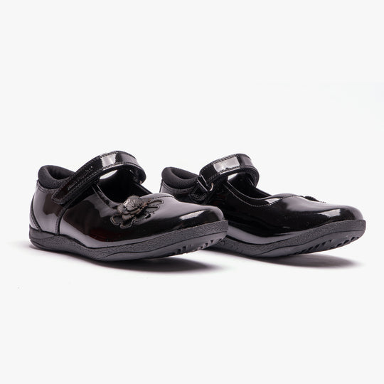 Hush Puppies JESSICA Girls School Shoes Patent Black