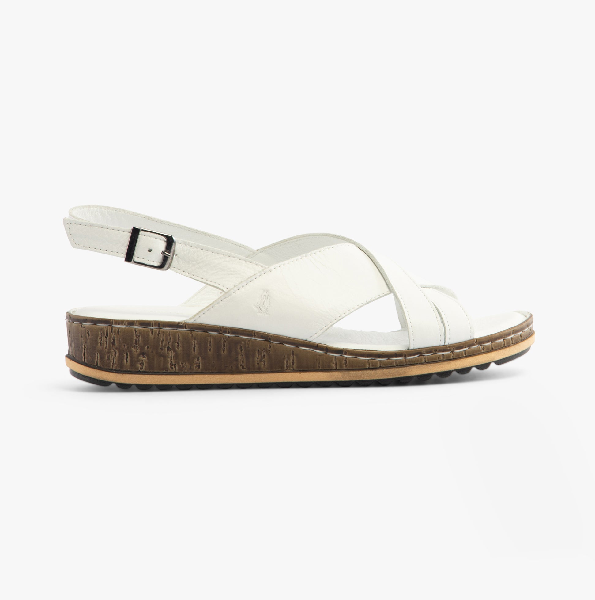 Hush Puppies ELENA Crossover Womens Wedge Sandals White