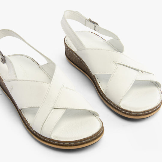 Hush Puppies ELENA Crossover Womens Wedge Sandals White