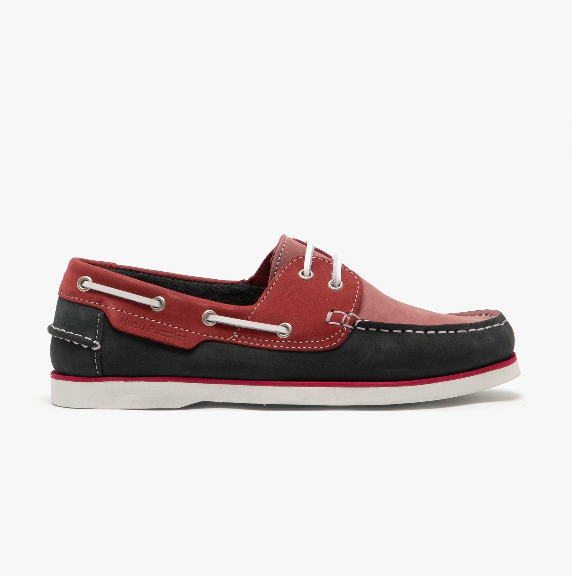 Hush Puppies HATTIE Womens Nubuck Deck Shoes Pink/Red/Navy