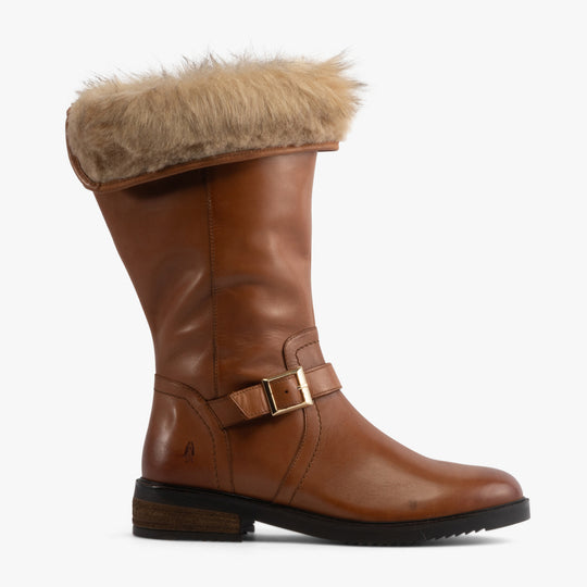 Hush Puppies BONNIE Womens Leather Mid Height Boots Tan