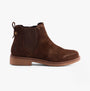 Hush Puppies MADDY Womens Boots Chocolate side view showing suede leather upper and block heel.