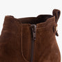 Hush Puppies MADDY Womens Boots Chocolate detail view of zipper and suede leather upper.