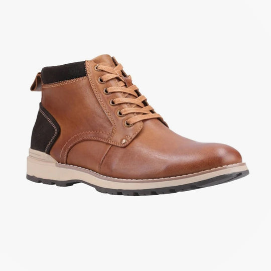 Hush Puppies DEAN Mens Waxy Nubuck Chukka Boots Tan