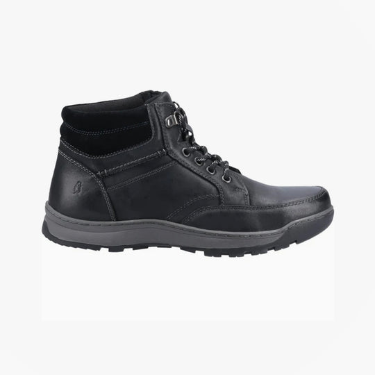 Hush Puppies GROVER Mens Waxy Nubuck Ankle Boots Black
