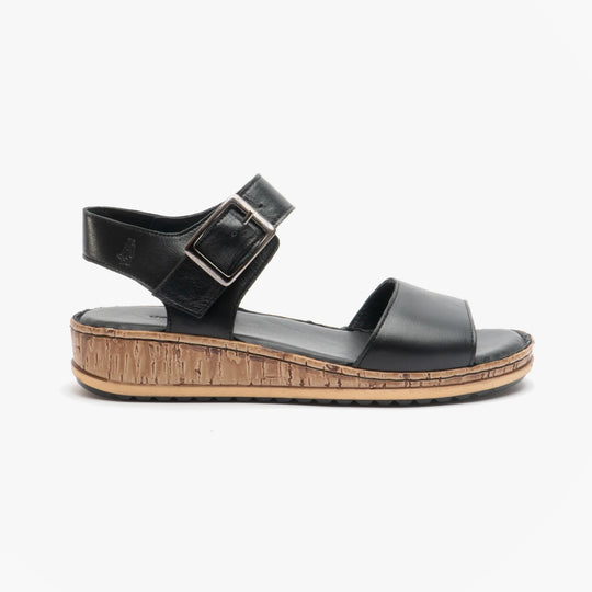 Hush Puppies ELLIE Womens Leather Sandals Black