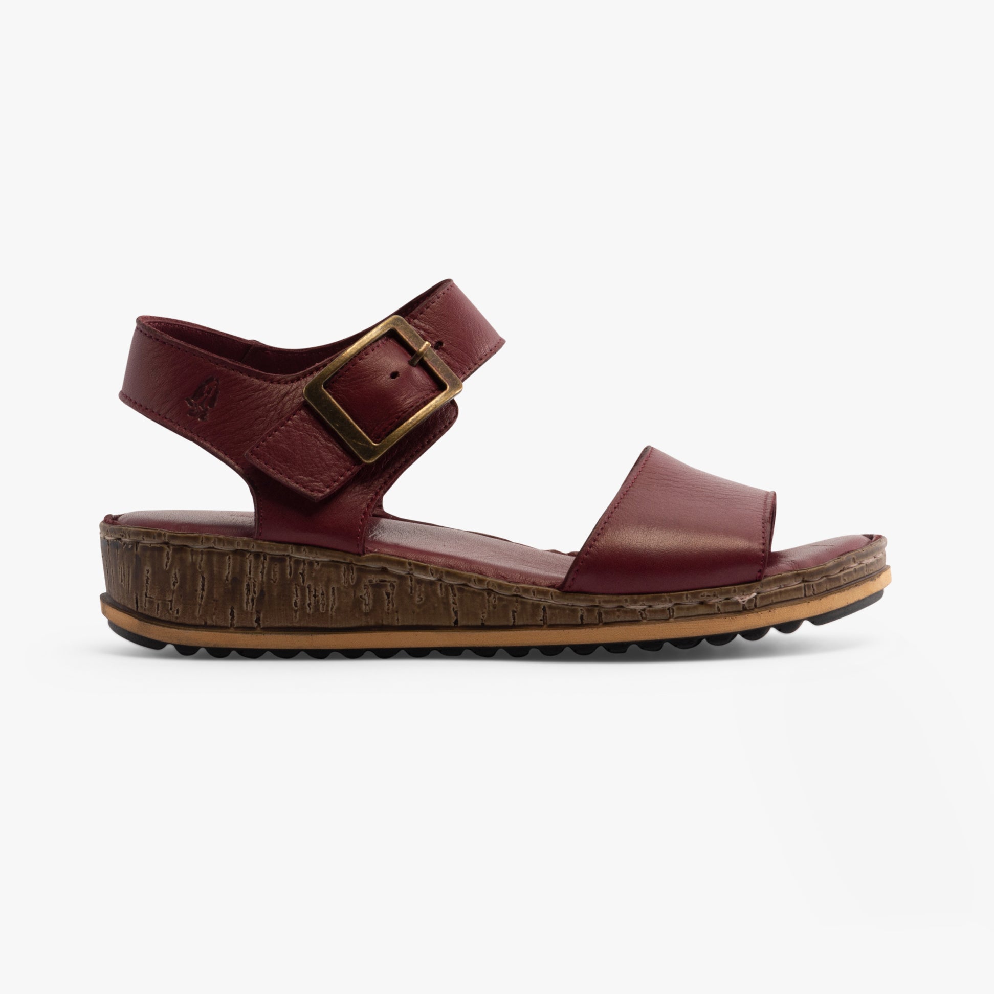 Hush Puppies ELLIE Womens Leather Wedge Sandals Bordeaux
