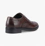 Hush Puppies SANTIAGO Mens Brogue Shoes Brown back view showcasing leather upper and detailed brogue design.