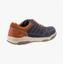 Hush Puppies FINLEY Mens Comfort Shoes Navy side view showing leather upper and lace-up closure.