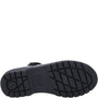 Hush Puppies TALLY Girls School Shoes Black Patent bottom view showcasing the durable sole and tread design.