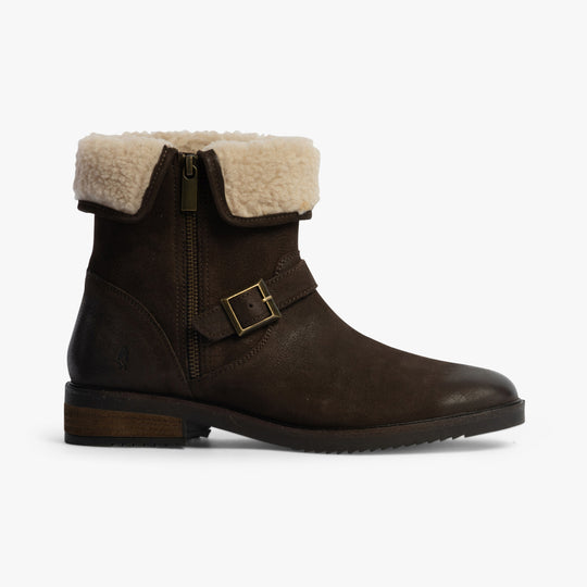 Hush Puppies TYLER Womens Leather Ankle Boots Brown