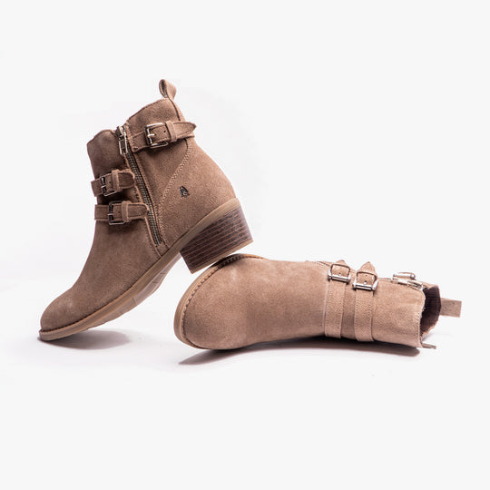 Hush Puppies JENNA Womens Leather Ankle Boots Taupe