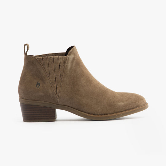 Hush Puppies ISOBEL Womens Leather Ankle Boots Taupe