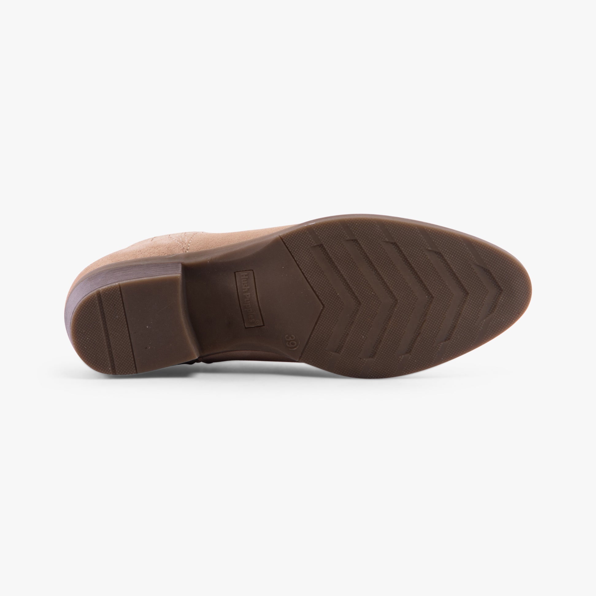 Hush Puppies ISOBEL Womens Boots Nude bottom view showing TPR sole and block heel design.