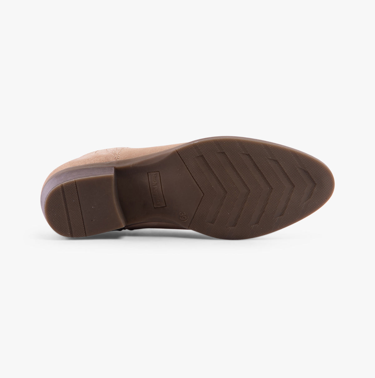 Hush Puppies ISOBEL Womens Boots Nude bottom view showing TPR sole and block heel design.