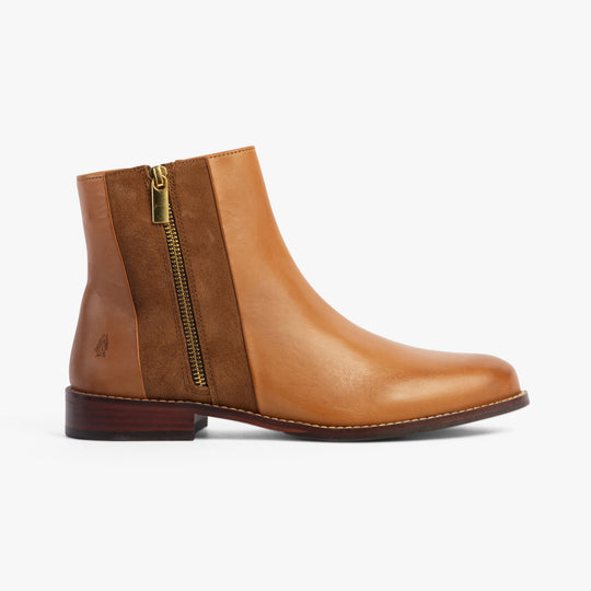 Hush Puppies FRANCES Womens Leather Ankle Boots Tan