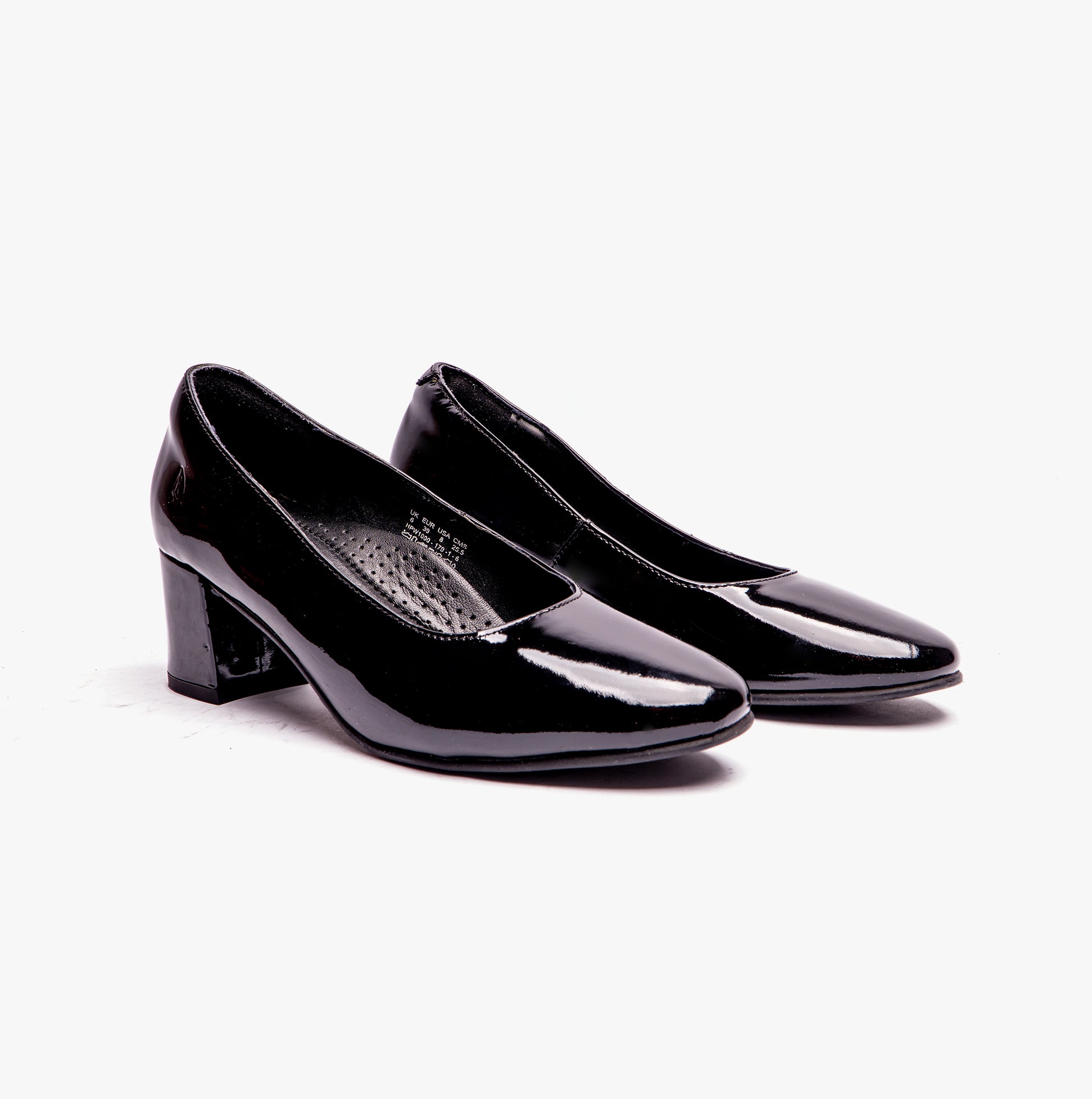 Hush Puppies ANNA Womens Leather Court Shoes Patent Black