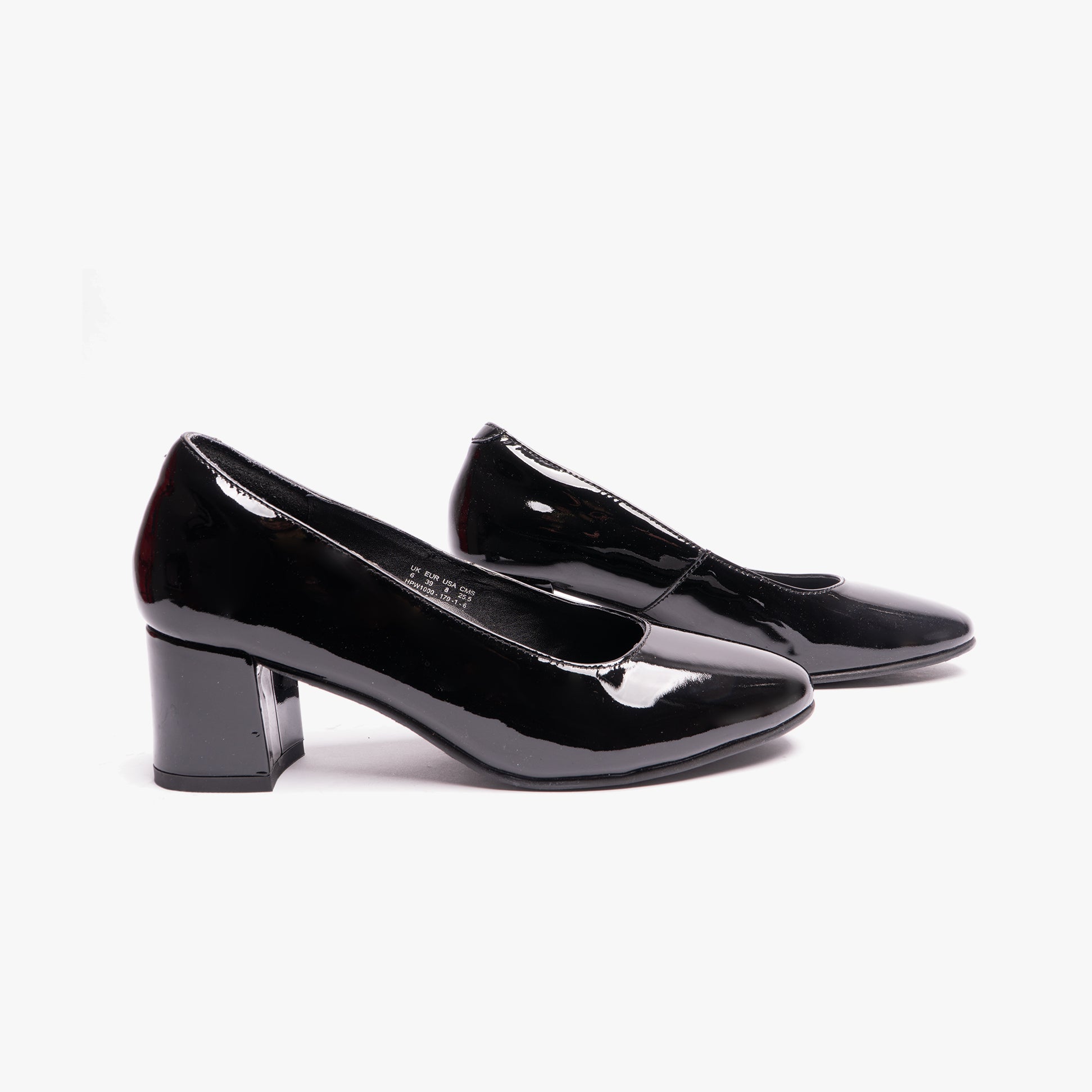 Hush Puppies ANNA Womens Leather Court Shoes Patent Black