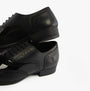 Hush Puppies KADA Girls Leather School Shoes Black side and top view showcasing patent leather upper and lace-up design.