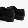 Hush Puppies KADA Girls Leather School Shoes Black back view showcasing stylish patent leather design.