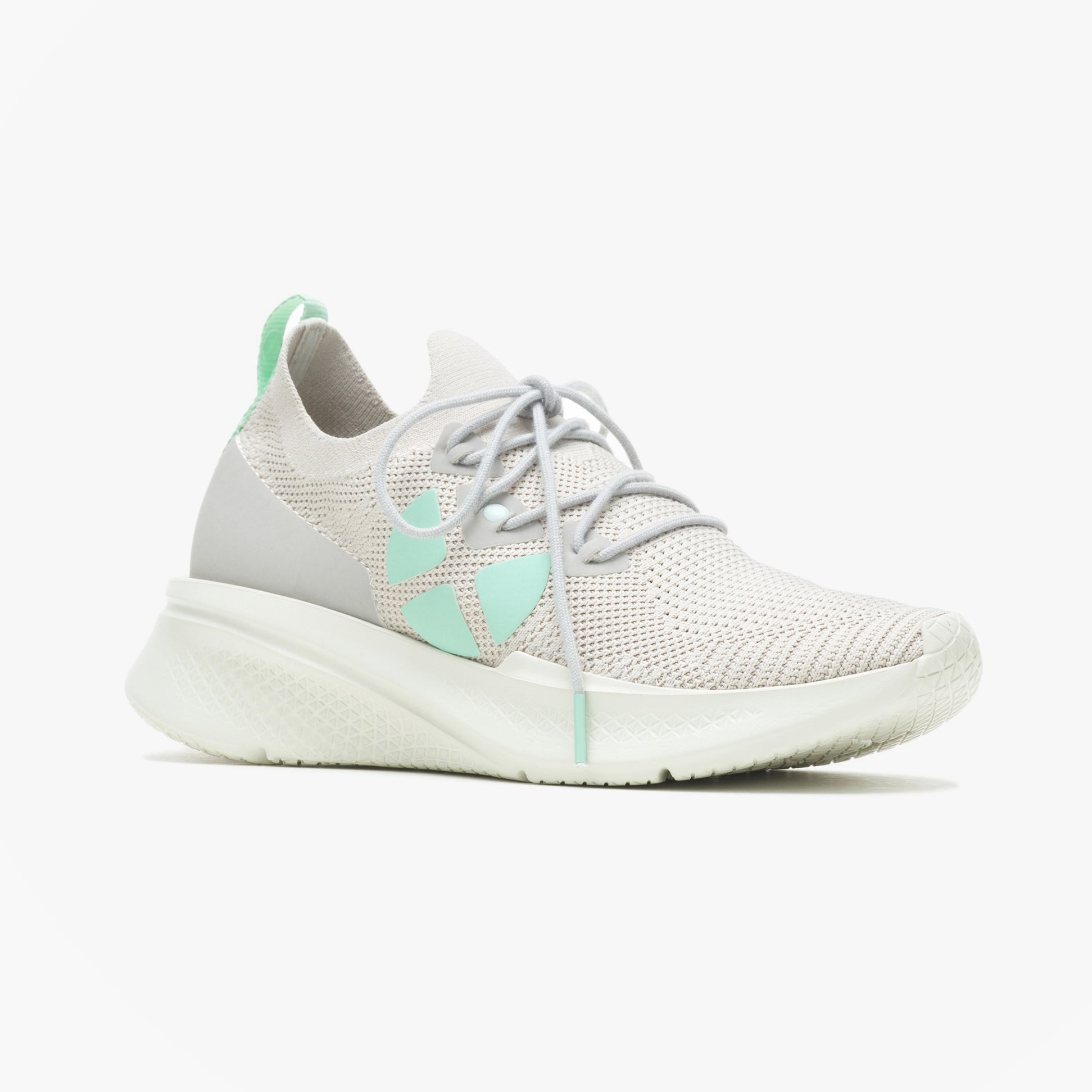 Hush Puppies 34074-58121 SPARK Womens Trainers Grey side view showing stylish knit upper and comfortable EVA sole.