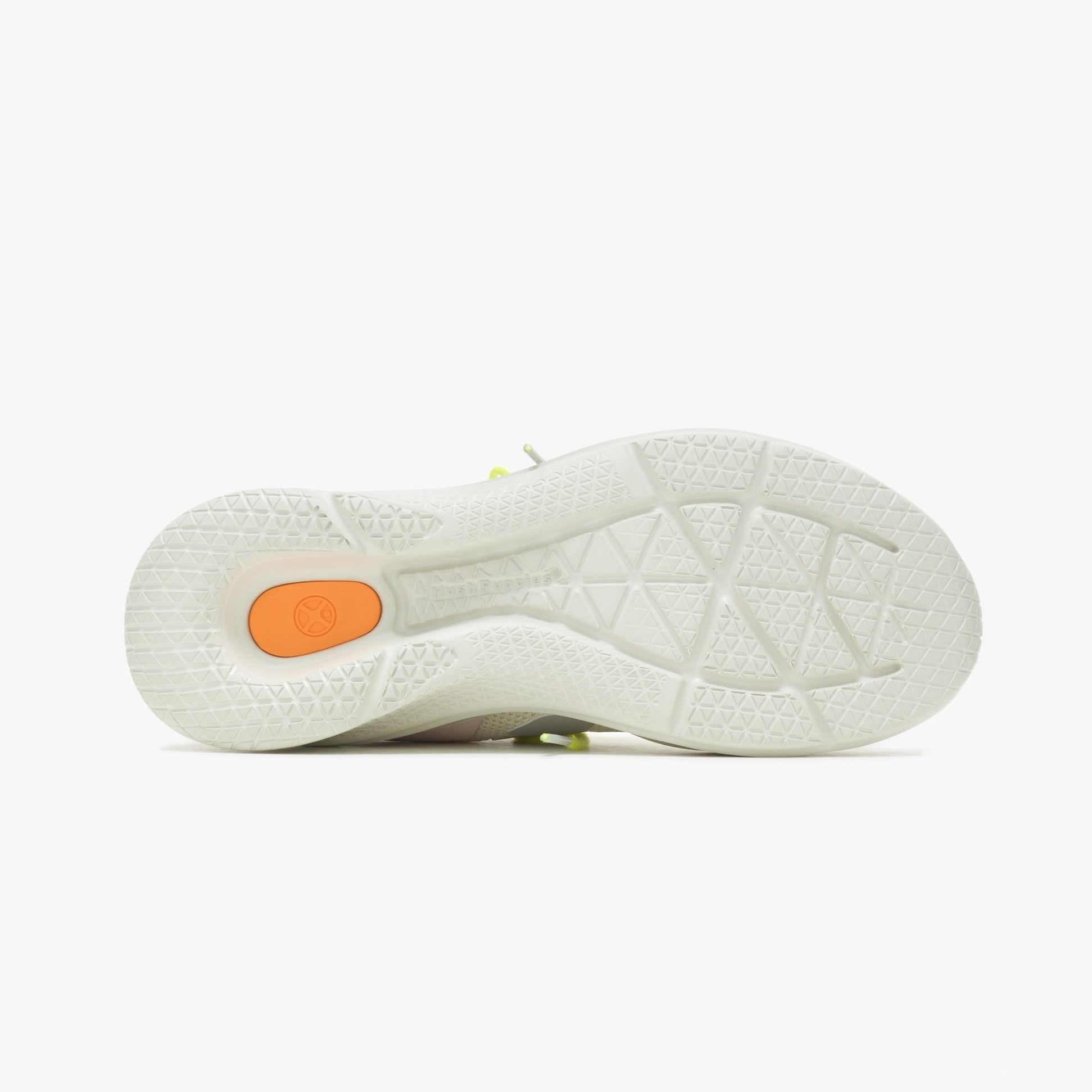 Hush Puppies 34074-58122 SPARK Womens Trainers White bottom view showcasing the textured EVA sole and grip pattern.