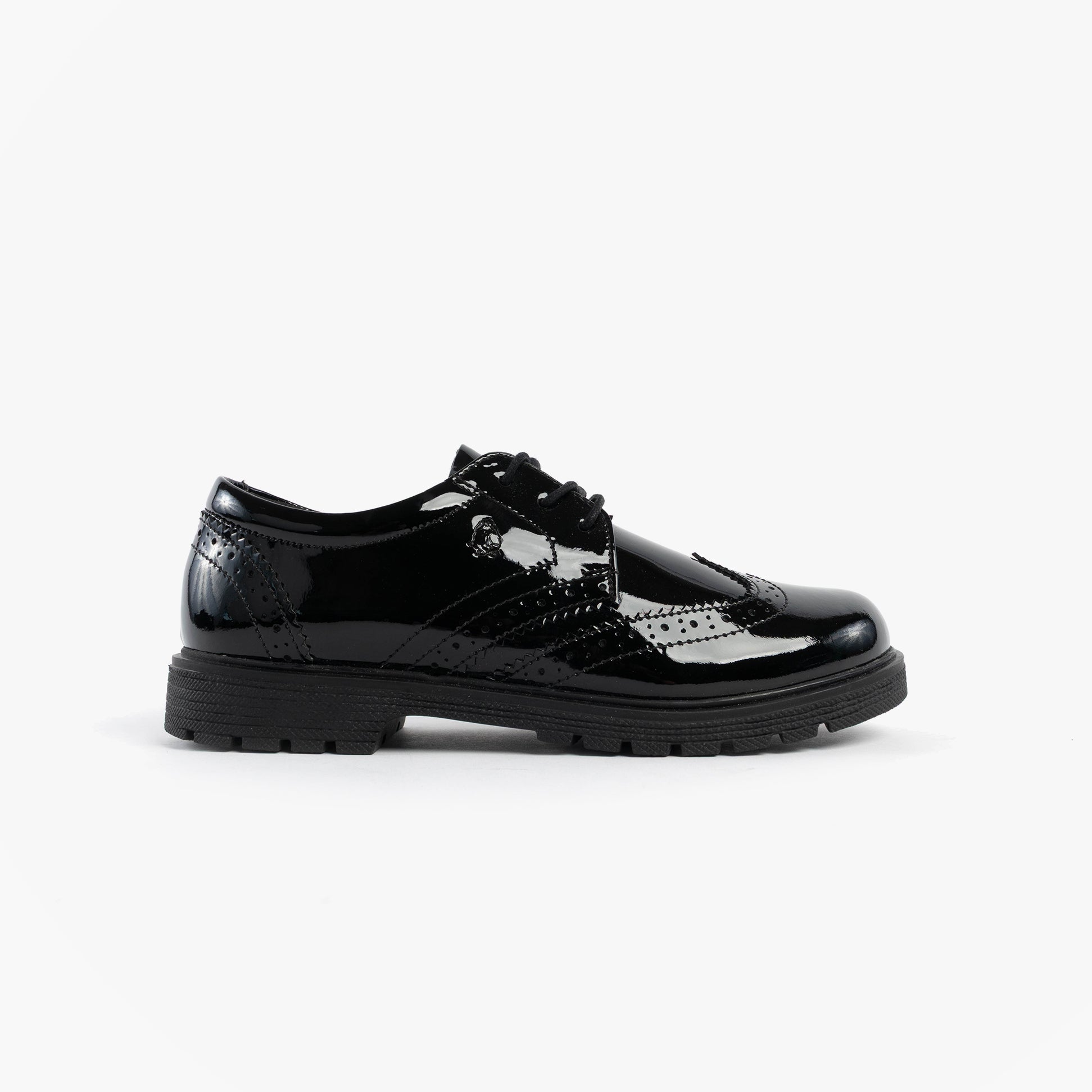 Hush Puppies SALLY Girls Leather School Shoes Black Patent