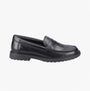 Hush Puppies VERITY SLIP ON Womens Loafer Shoes Black side view showing leather upper and flexible outsole