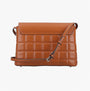 Hush Puppies GOMATHIE Womens Brown crossbody bag front view with quilted design and adjustable strap.
