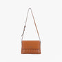 Hush Puppies GOMATHIE Womens Brown crossbody bag front view with zip closure and faux leather material.