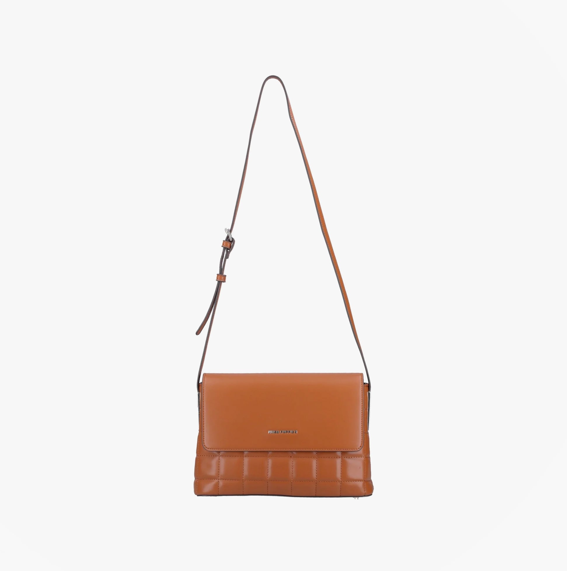 Hush Puppies GOMATHIE Womens Brown crossbody bag front view with zip closure and faux leather material.