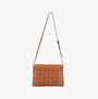 Hush Puppies GOMATHIE Womens Brown front view of crossbody bag in faux leather with zip closure.
