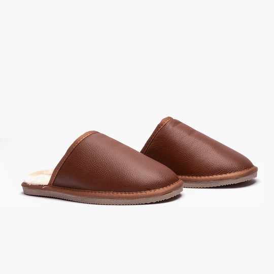 Hush Puppies COADY LEATHER SLIPPER Classic Mens Slippers Tan