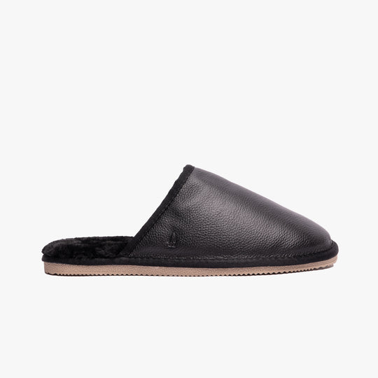 Hush Puppies COADY LEATHER SLIPPER Classic Mens Slippers Black