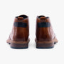 Hush Puppies JONAS CHUKKA Mens Boots Tan rear view of ankle boots with leather upper and rubber sole.