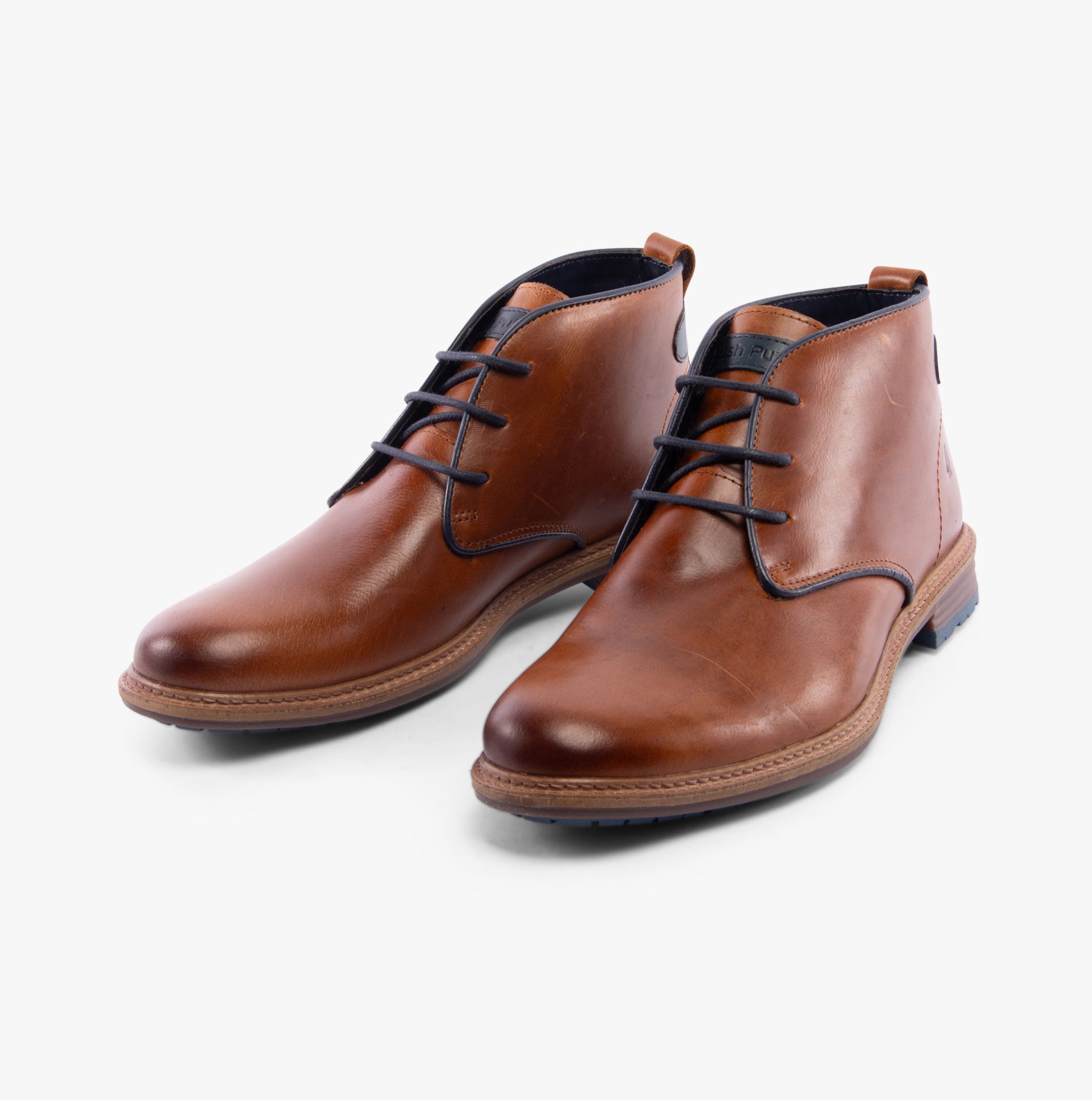 Hush Puppies JONAS CHUKKA Mens Boots Tan side view showcasing leather upper and lace-up closure