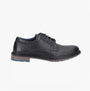 Hush Puppies JULIAN LACE UP Mens Shoes Black side view showcasing leather upper and lace-up closure.