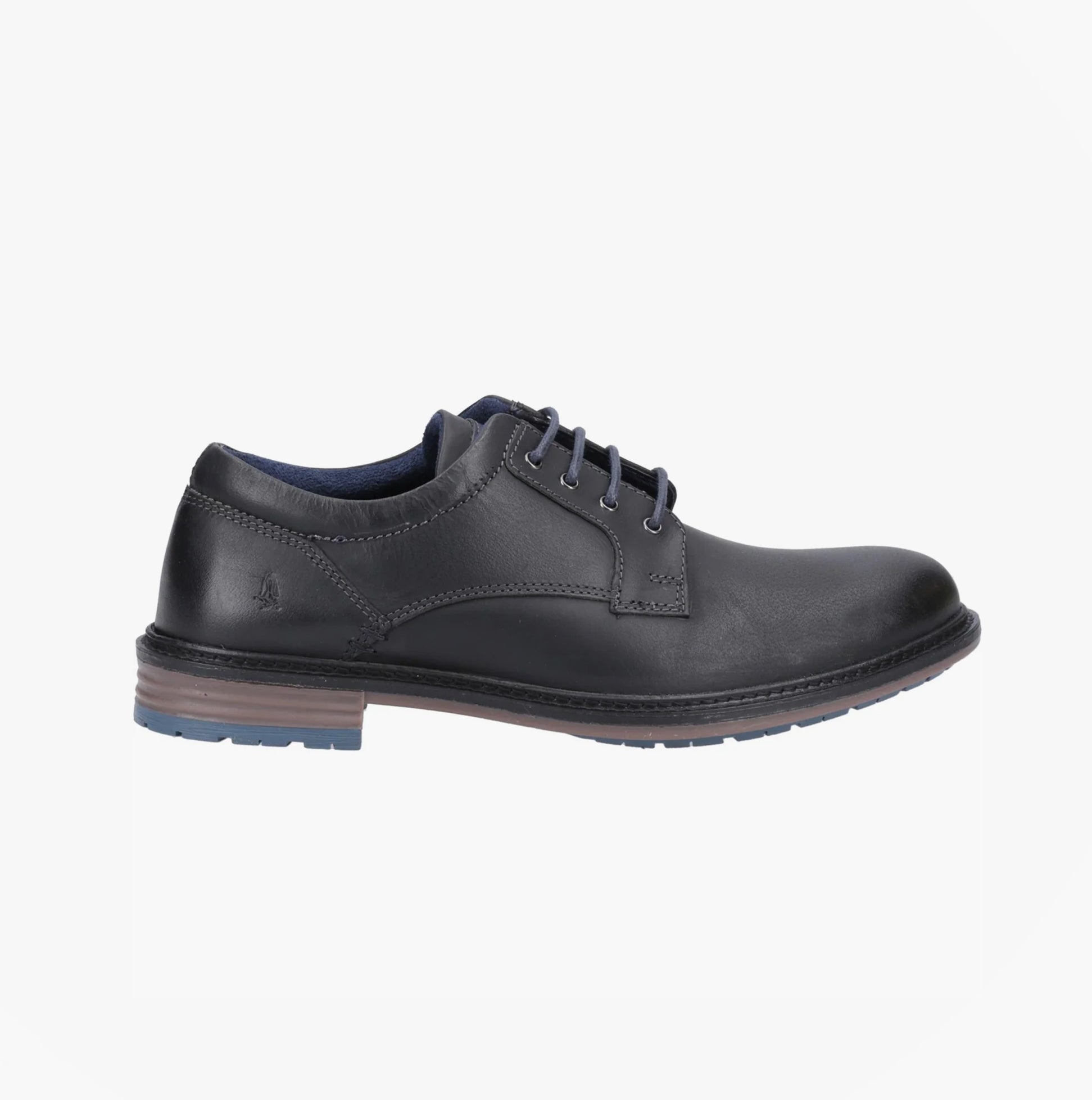 Hush Puppies JULIAN LACE UP Mens Shoes Black side view showcasing leather upper and lace-up closure.