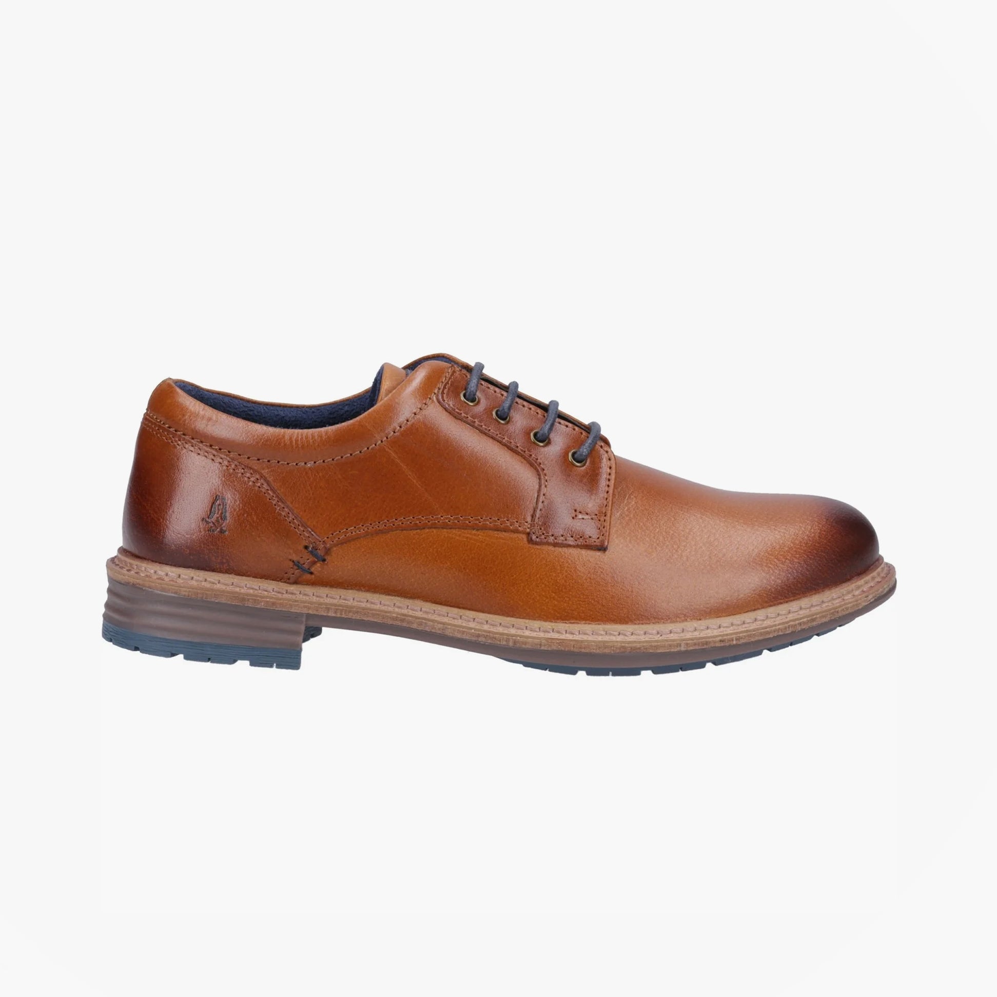 Hush Puppies JULIAN LACE UP Mens Shoes Tan side view showing leather upper, lace-up closure, and rubber sole.