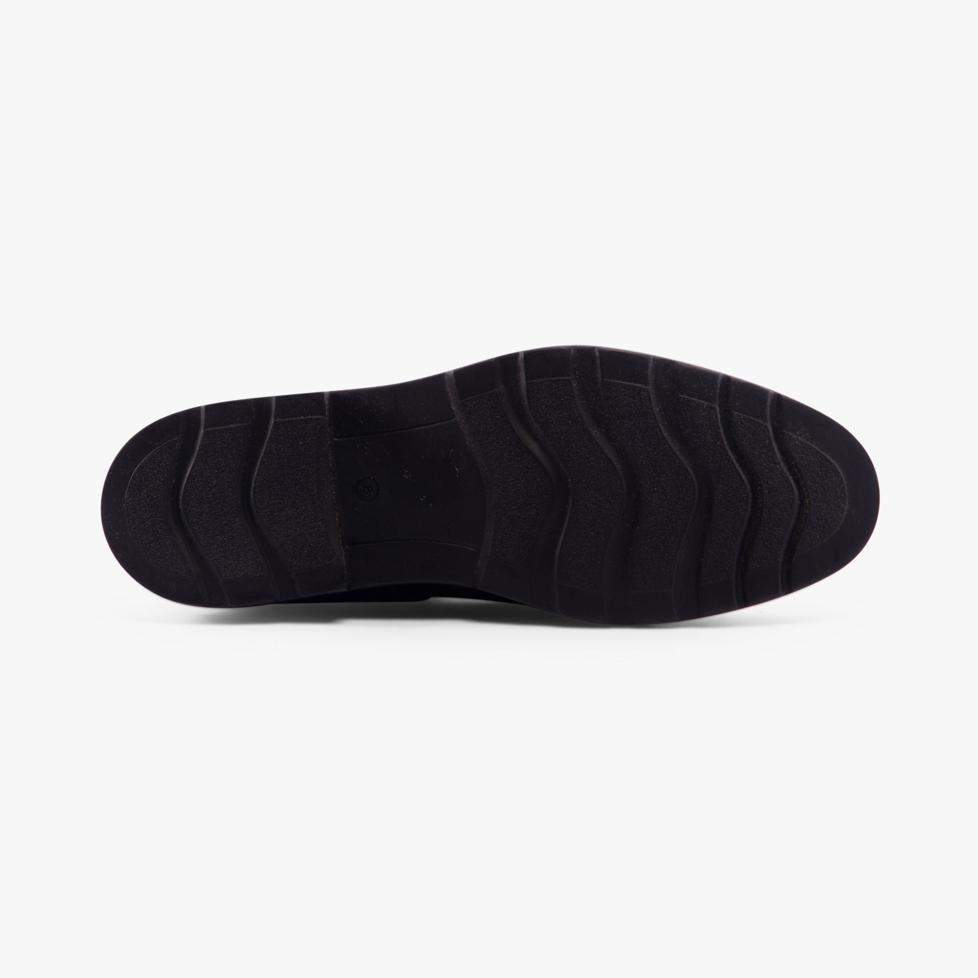 Hush Puppies PRESTON CHELSEA Mens Boots Black bottom view showing rubber sole detail.