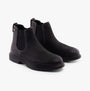Hush Puppies PRESTON CHELSEA Mens Boots Black side view showing leather upper and block heel design.