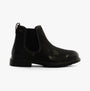 Hush Puppies PRESTON CHELSEA Mens Boots Black side view showing leather upper and block heel with ankle height.
