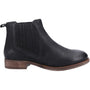 Hush Puppies EDITH Womens Boots Black side view featuring Chelsea design, leather upper, and block heel.