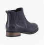 Hush Puppies EDITH Womens Ankle Chelsea Boots Navy side view showcasing leather upper and pull-on design.
