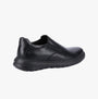 Hush Puppies TRENT Mens Shoes Black side view showcasing leather upper and flexible outsole.