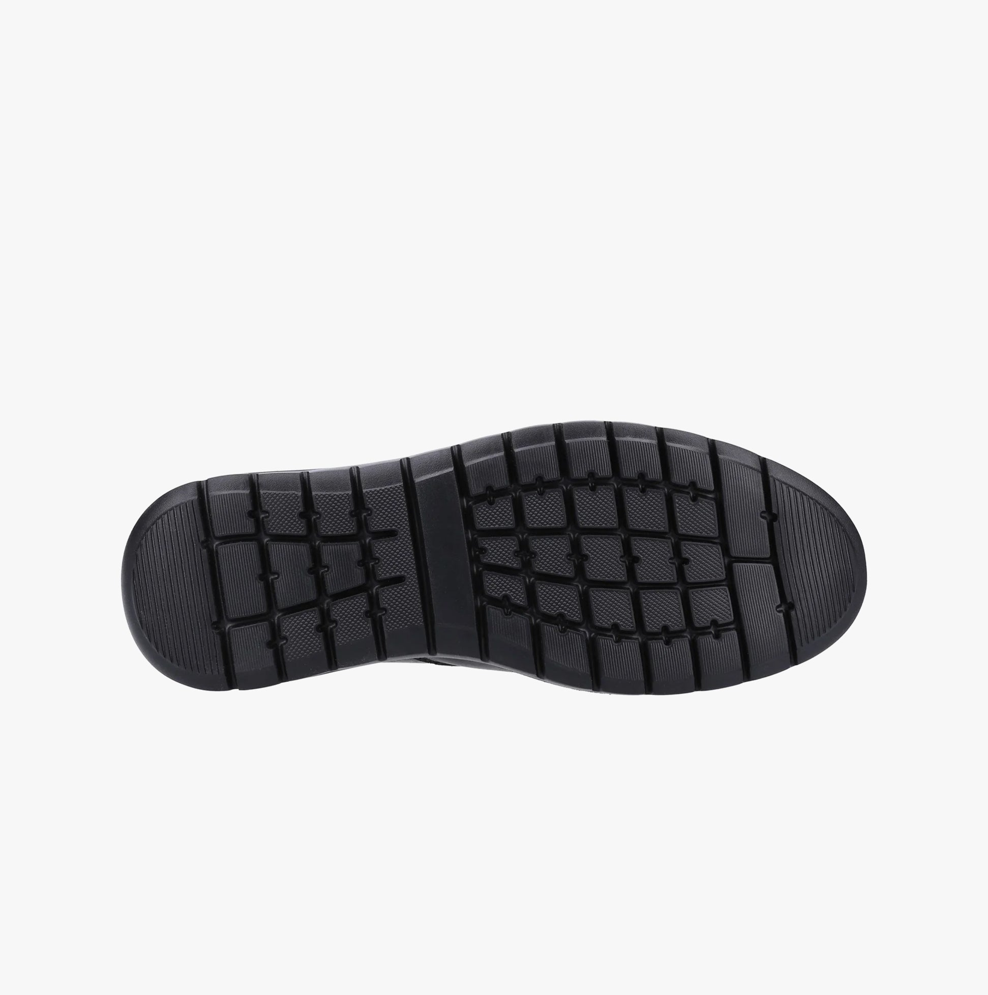 Hush Puppies TRENT Mens Shoes Black sole view showing flexible outsole design and tread pattern