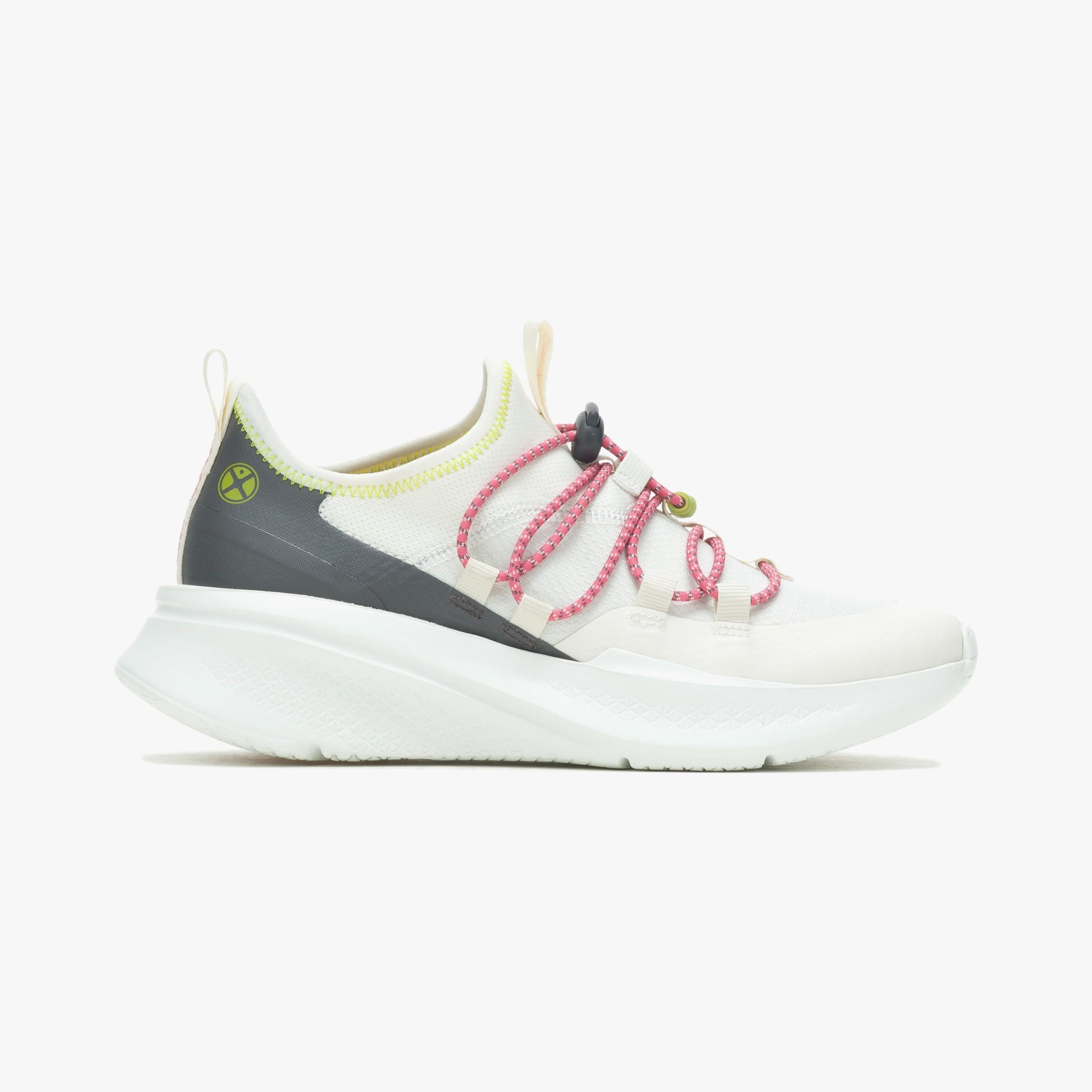 Hush Puppies SPARK BUNGEE Womens Trainers White side view showing casual style, textile upper, and slip-on closure.