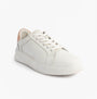 Hush Puppies CAMILLE Womens Trainers White side view showcasing casual leather design and lace-up closure.