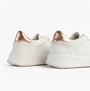 Hush Puppies CAMILLE Womens Trainers White back view showcasing leather upper and rose gold accents.