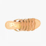 Top view of Hush Puppies WILLOW SLIDE Womens Sandals Tan featuring leather upper and comfortable design.